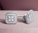 Miabella Women's 1/10 Carat T.W. Diamond Sterling Silver Cluster Square Halo Stud Earrings