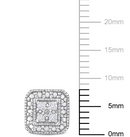 Miabella Women's 1/10 Carat T.W. Diamond Sterling Silver Cluster Square Halo Stud Earrings