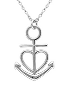 Granddaughter Greeting Card Silver Anchor Heart Necklace Women Ginger Lyne
