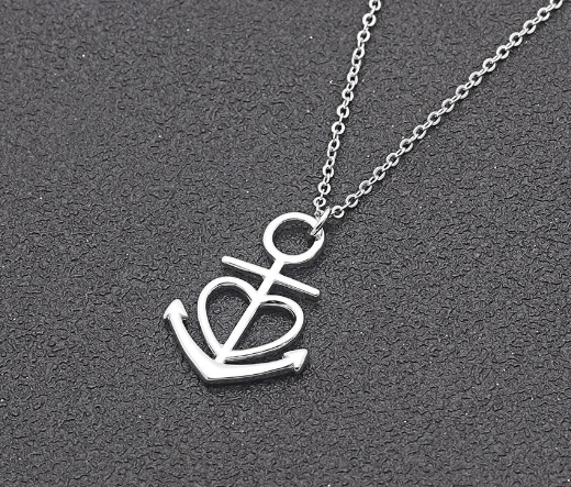 Granddaughter Greeting Card Silver Anchor Heart Necklace Women Ginger Lyne