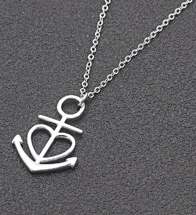 Granddaughter Greeting Card Silver Anchor Heart Necklace Women Ginger Lyne