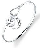 Little Luxuries Women's Sterling Silver "I Love You to The Moon and Back" Bangle Bracelet
