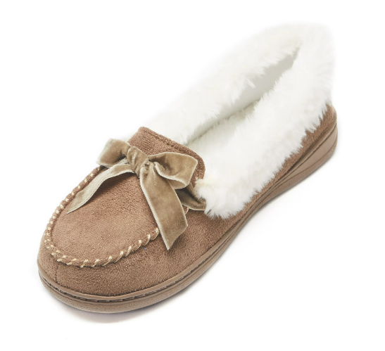 Jessica Simpson Womens Micro Suede Moccasin Indoor Outdoor Slipper Shoe