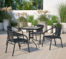 Flash Furniture 4 Pack Black Rattan Indoor-Outdoor Restaurant Stack Chair