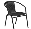 Flash Furniture 4 Pack Black Rattan Indoor-Outdoor Restaurant Stack Chair