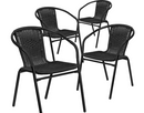 Flash Furniture 4 Pack Black Rattan Indoor-Outdoor Restaurant Stack Chair