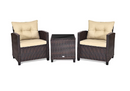 Gymax 3PCS Outdoor Patio Rattan Conversation Set w/ Cushion Coffee Table