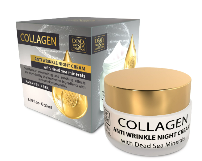 Dead Sea Collection Anti-Wrinkle Night Cream for Face with Collagen - Anti Aging - Skin Care with Sea Minerals - Nourishing, Moisturizer, Hydrating and Smoothing Face Cream (1.69 fl.oz)