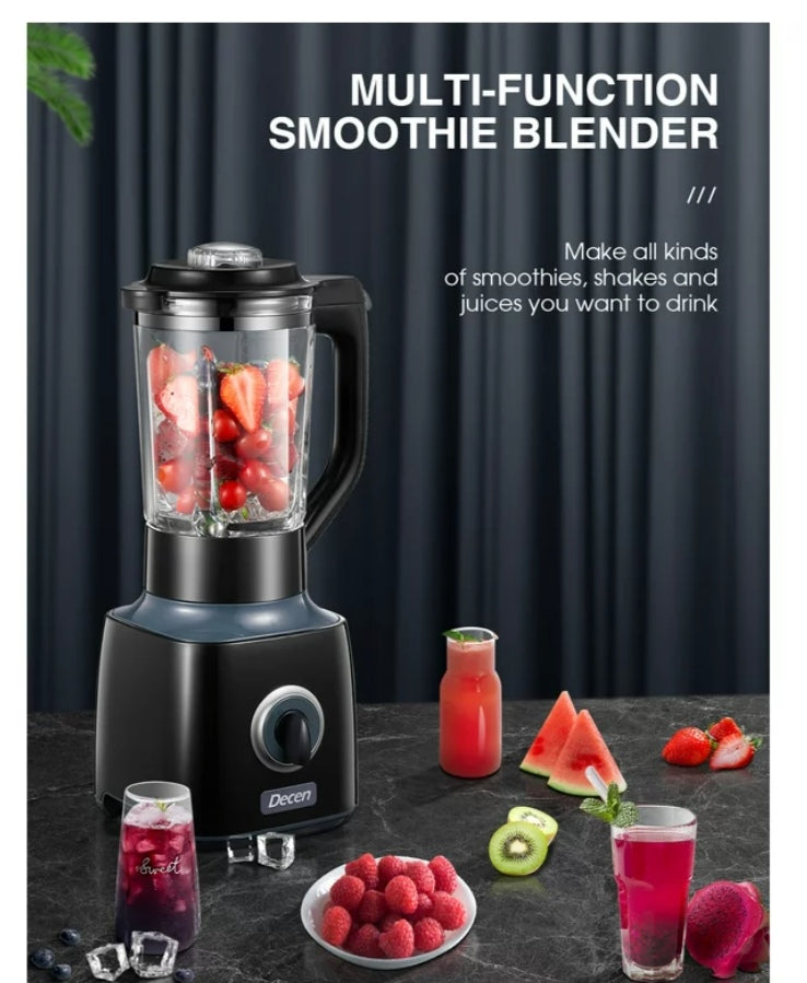 Professional Blender for Kitchen with 6 Cup Glass Jar, Decen Black Smoothie Maker Blender,700W