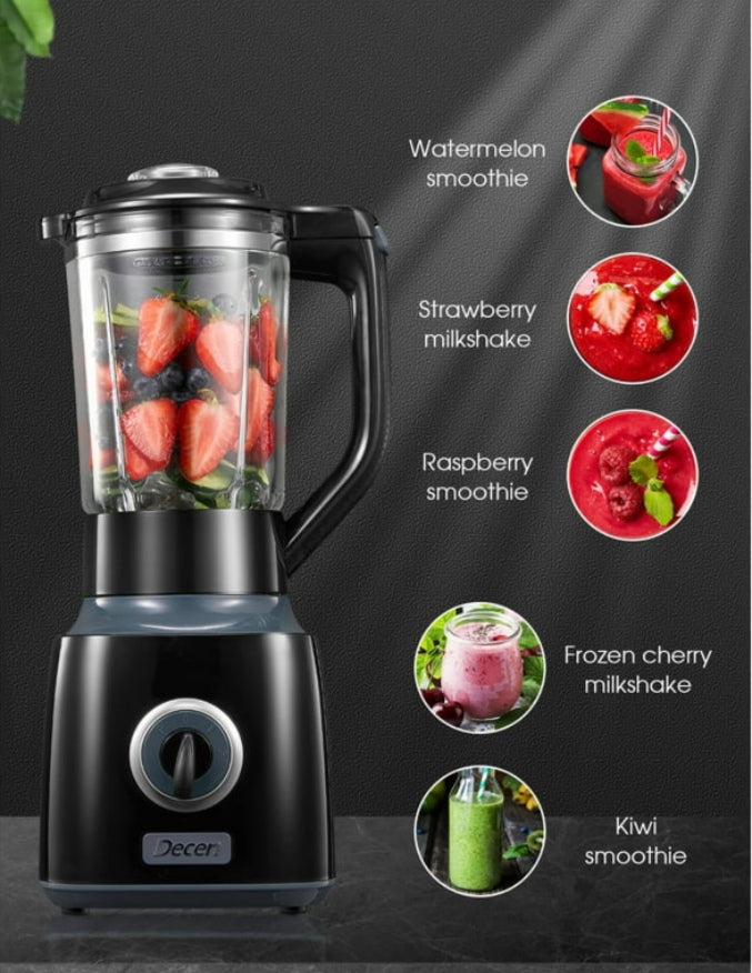 Professional Blender for Kitchen with 6 Cup Glass Jar, Decen Black Smoothie Maker Blender,700W