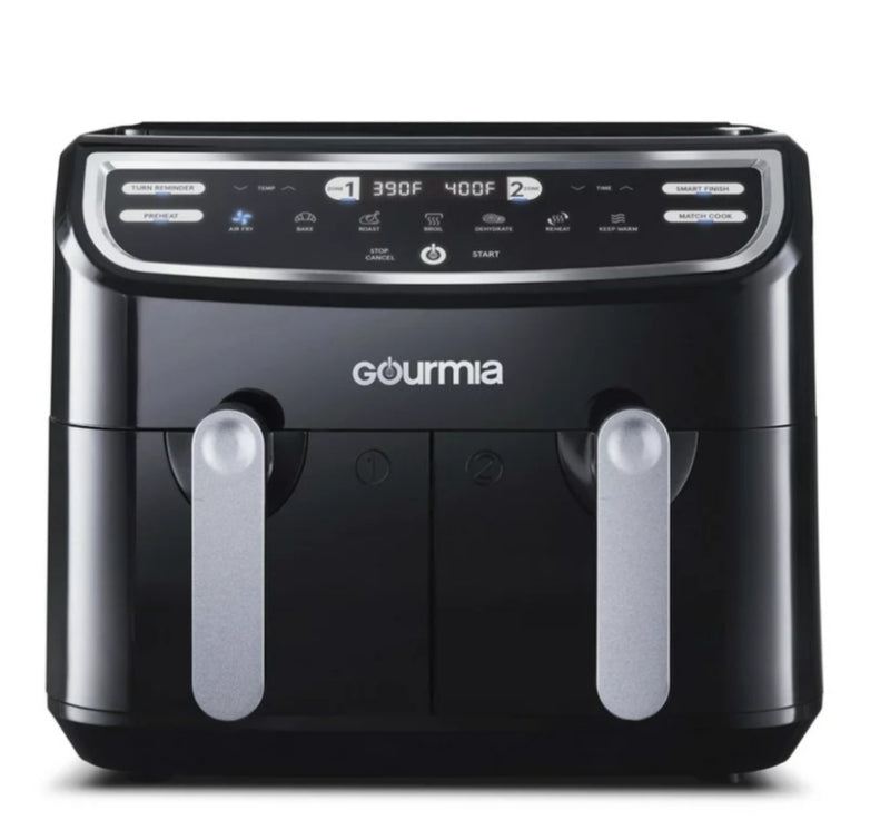 Gourmia 9 Qt 7-in-1 Dual Basket Digital Air Fryer with Smart Finish and Guided Cooking