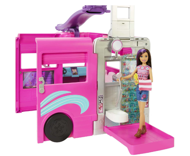 Barbie Camper, Doll Playset with 60 Accessories, 30-Inch Slide, Dream Camper