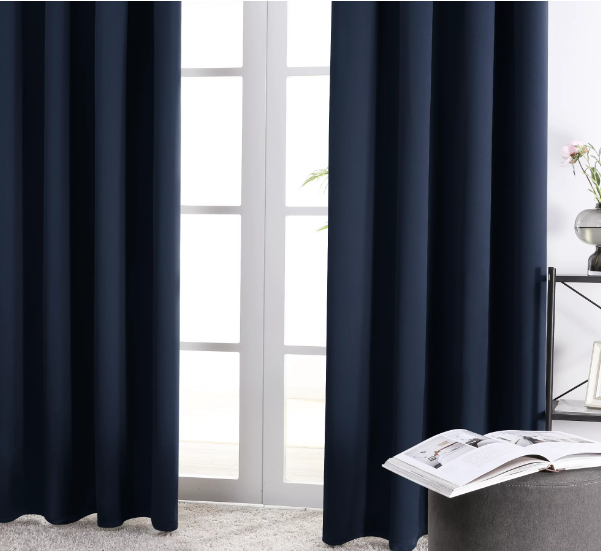 Deconovo Thermal Insulated Rod Pocket Blackout Curtains for Bedroom（Navy Blue, 42" x 63", 2 Panels)