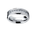 Titanium Men's Wedding Band Engagement Ring with 9 large Princess Cut Cubic Zirconia