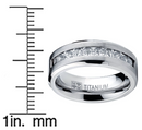 Titanium Men's Wedding Band Engagement Ring with 9 large Princess Cut Cubic Zirconia