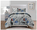 Kids Rule 5 Piece Gamer Glow in The Dark Bedding Set, Game Controllers Print, Blue, Grey - Twin