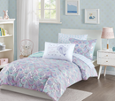 Your Zone Iridescent Seashell Lavender and Aqua Printed 6 Piece Mermaid Bed in a Bag, Twin