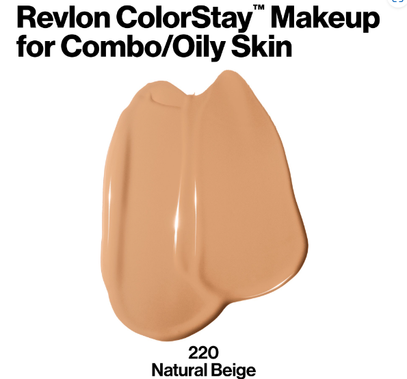 Revlon ColorStay Liquid Foundation Makeup for Combination/Oily Skin SPF 15, Longwear Medium-Full Coverage with Matte Finish, 220 Natural Beige, 1 fl oz