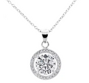 Cate & Chloe Blake 18k White Gold Plated Halo Pendant Necklace