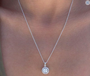 Cate & Chloe Blake 18k White Gold Plated Halo Pendant Necklace