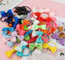 Peaoy 50PCS Baby Hair Ties with Bows for Infants Toddler Girls Grosgrain Ribbon Rubber Bands Elastic Ponytail Holders 2 Inch