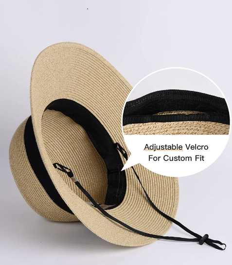 FURTALK Sun Hat for Women UV UPF50 Straw Beach Hat Foldable Brim Summer Travel Hat - Mix Beige - L