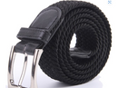 Gelante Adult's Canvas Elastic Fabric Woven Stretch Braided Belts Solid Color - Black, L