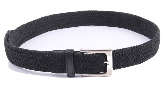 Gelante Adult's Canvas Elastic Fabric Woven Stretch Braided Belts Solid Color - Black, L
