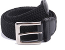 Gelante Adult's Canvas Elastic Fabric Woven Stretch Braided Belts Solid Color - Black, L
