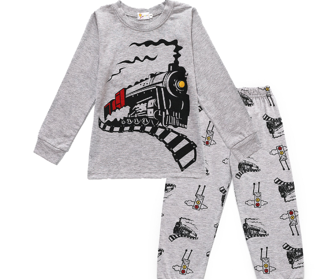 Little Hand Boys Pajamas 100% Cotton Kids Train 2 Piece Pjs Sleepwear Toddler Boy Clothes Sets 6t