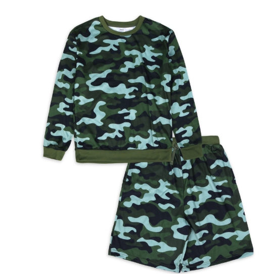 Wonder Nation Boys Long Sleeve Shirt and Short Pajama Set, 2-Piece, Sizes 4-18 & Husky