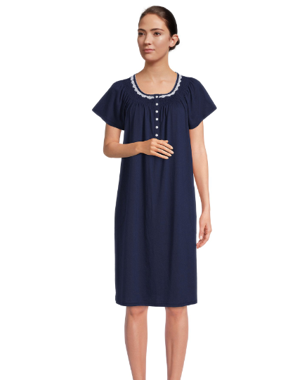 Aria Short Sleeve Smocked Neck Sleepwear Knit Nightgown (Women and Women's Plus)