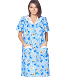 Casual Nights Women's Snap Front House Dress Short Sleeve Woven Duster Housecoat Lounger Sleep Gown