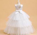 HAWEE Flower Big Girls Tulle Princess Pageant Dress for Wedding Kids Prom Ball Gowns with Bow-Knot