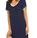 Fymall Womens Nightgown Sleepwear Cotton Pajamas - Woman Short Sleeve Round Neck Sleep Dress Nightshirt