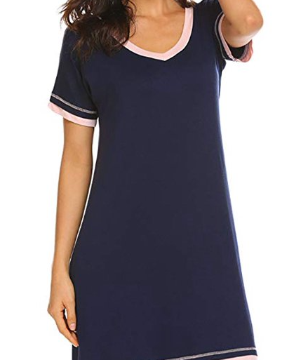 Fymall Womens Nightgown Sleepwear Cotton Pajamas - Woman Short Sleeve Round Neck Sleep Dress Nightshirt