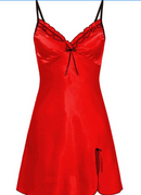 Spdoo Women Strappy Satin Sleepwear Dress Split Hem Lace Trim Chemise Nightgown V Neck Nightwear Bridal Babydoll