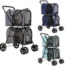 Double Pet Stroller for 2 Small Medium Dog Cat 4 Wheels Strollers Carrier