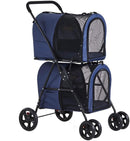 Double Pet Stroller for 2 Small Medium Dog Cat 4 Wheels Strollers Carrier