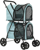 Double Pet Stroller for 2 Small Medium Dog Cat 4 Wheels Strollers Carrier
