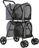 Double Pet Stroller for 2 Small Medium Dog Cat 4 Wheels Strollers Carrier