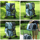 Double Pet Stroller for 2 Small Medium Dog Cat 4 Wheels Strollers Carrier