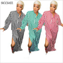 Vertical Striped Print Robe Longue Femme Boho Style