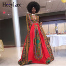 Women African Dashiki Dresses Bazin Print Robe Maxi Floor Long Dresses Traditional
