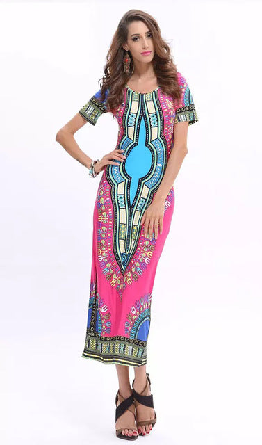Casual African Dashiki Totem Printed Long Dress