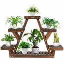 Wood Plant Stand Triangular Shelf 6 Pots Flower Shelf Storage Rack Plant Holder
