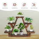 Wood Plant Stand Triangular Shelf 6 Pots Flower Shelf Storage Rack Plant Holder