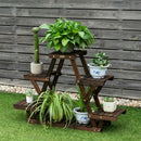Wood Plant Stand Triangular Shelf 6 Pots Flower Shelf Storage Rack Plant Holder
