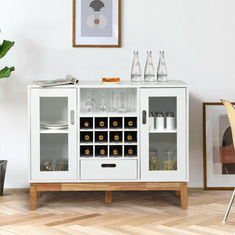 Wood Wine Storage Cabinet Sideboard Console Buffet Server w/Wine Rack & Drawer