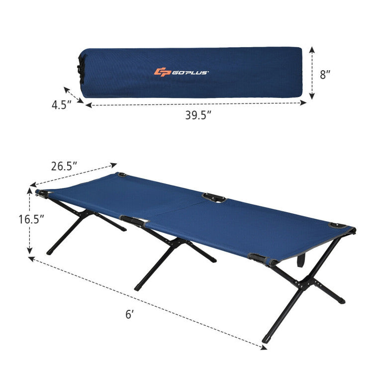 Adults Kids Folding Camping Cot (Blue)